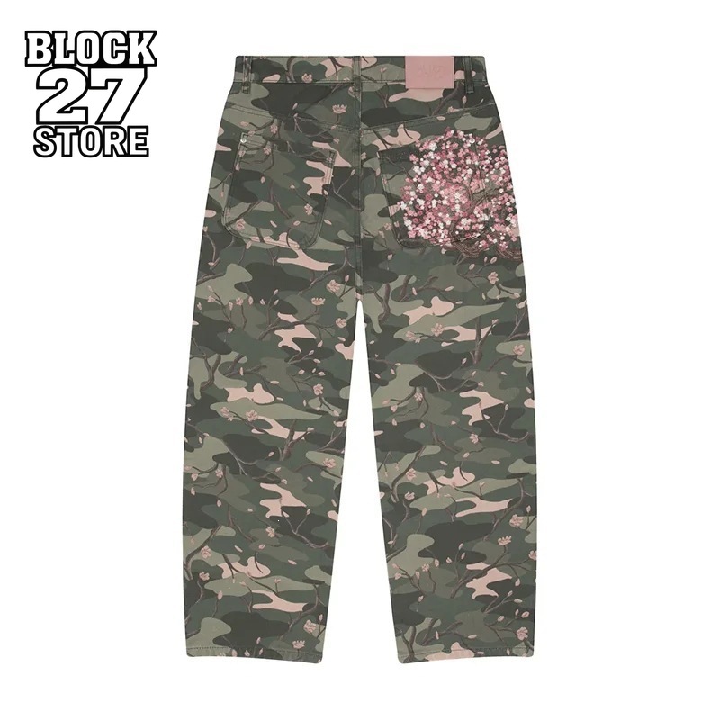 Embroidery Jeans Sakura - Jeans da Uomo Y2K con Ricamo
