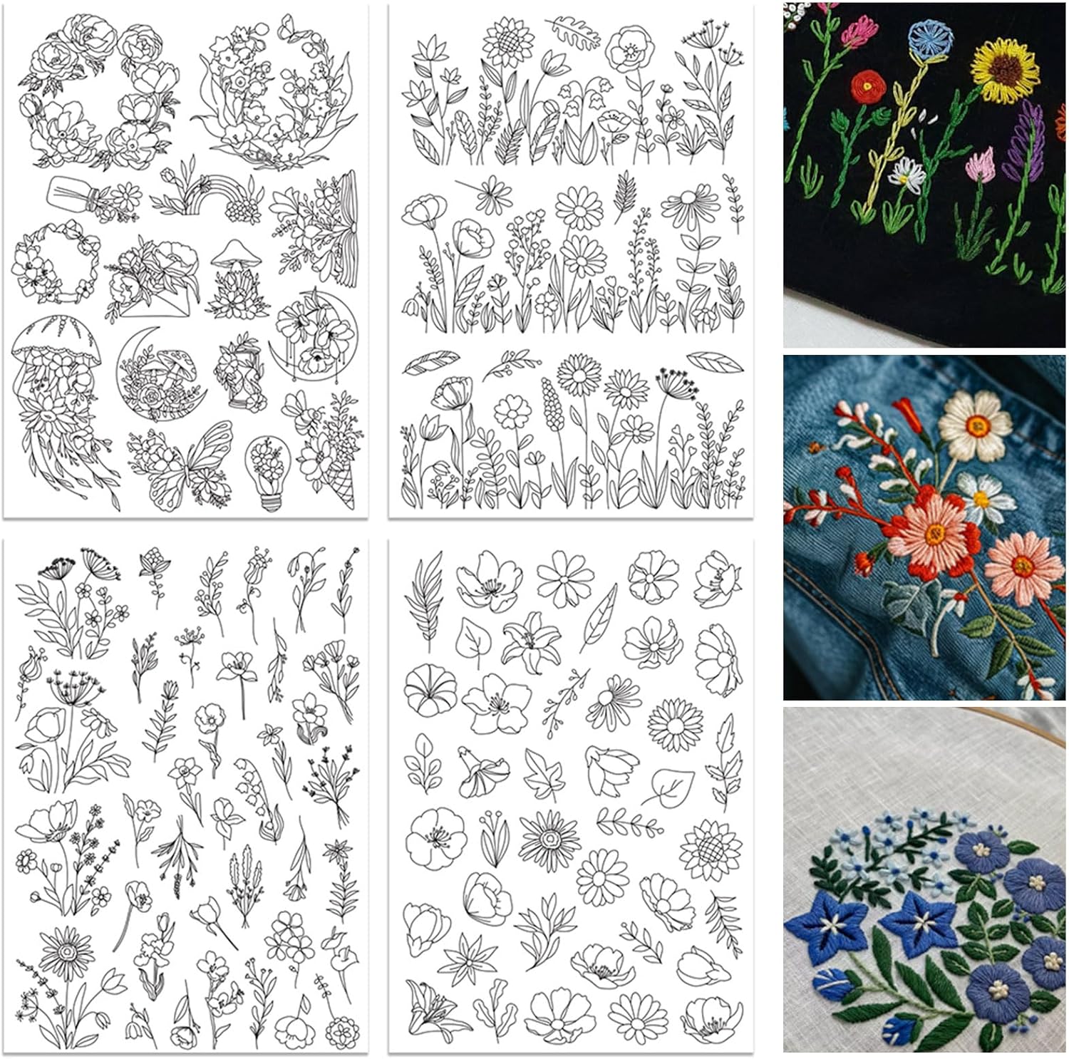 Embroidery Design Patterns Flowers - ORIGACH 4 Fogli di Stabilizzatori per