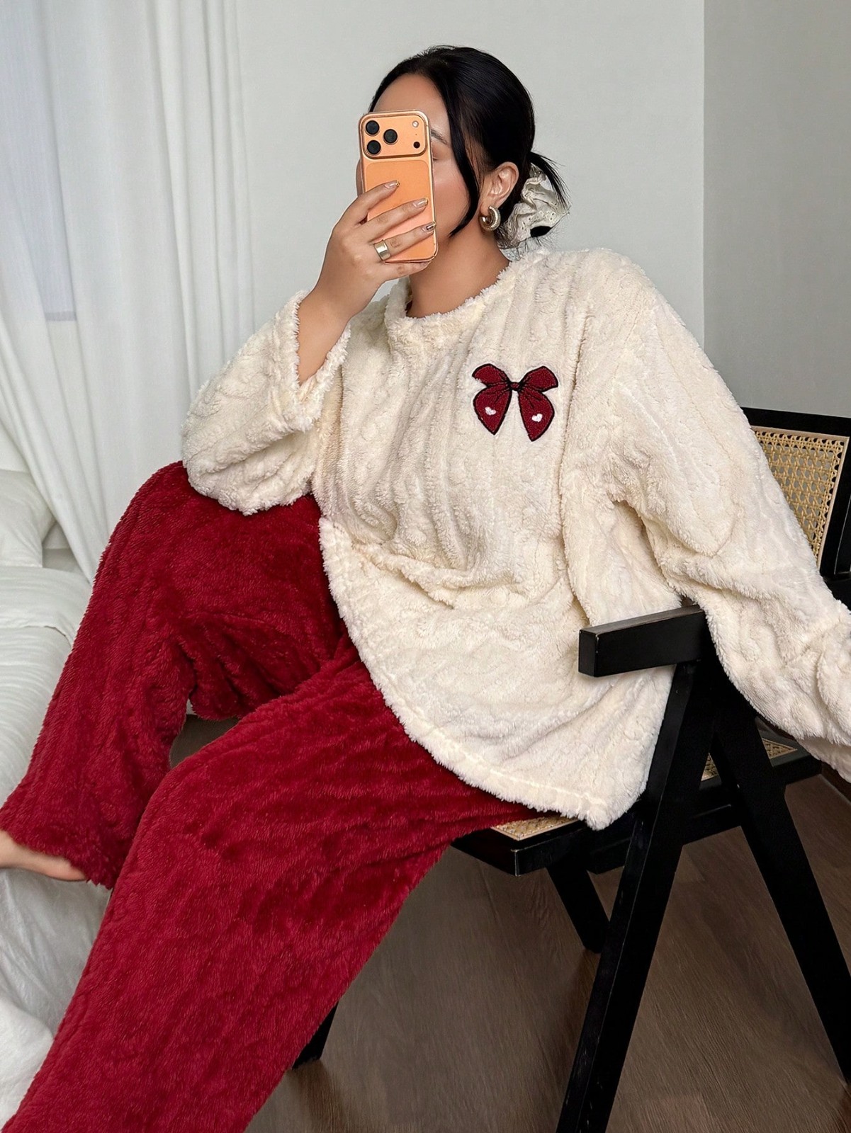 Embroidery Set - Pigiama invernale da donna taglie forti