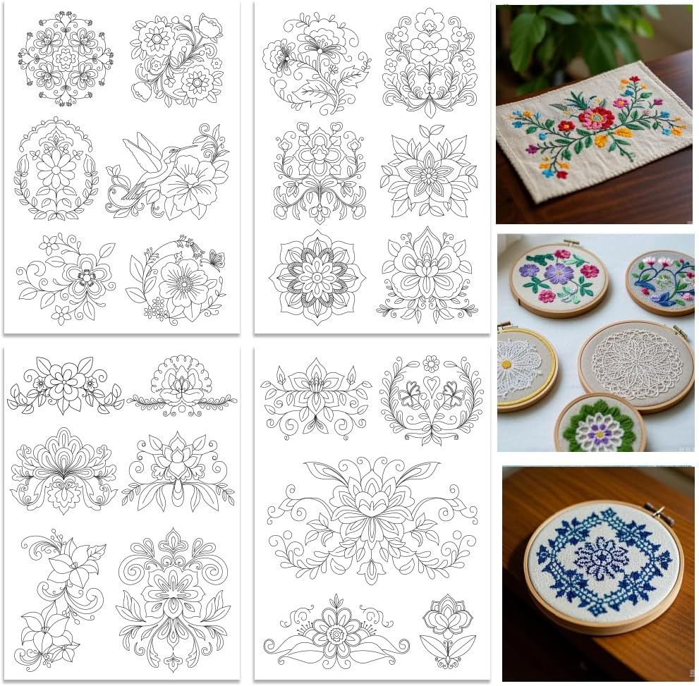 ORIGACH 4 Fogli di Stabilizzat - Embroidery Design Patterns Flowers recensione e prezzo