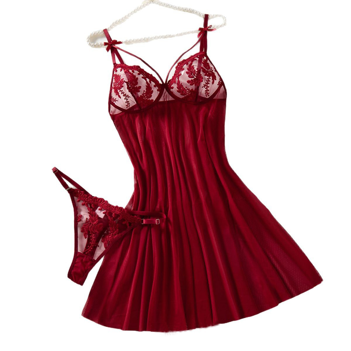 Camicia da notte semitrasparen - Embroidery Red recensione e prezzo