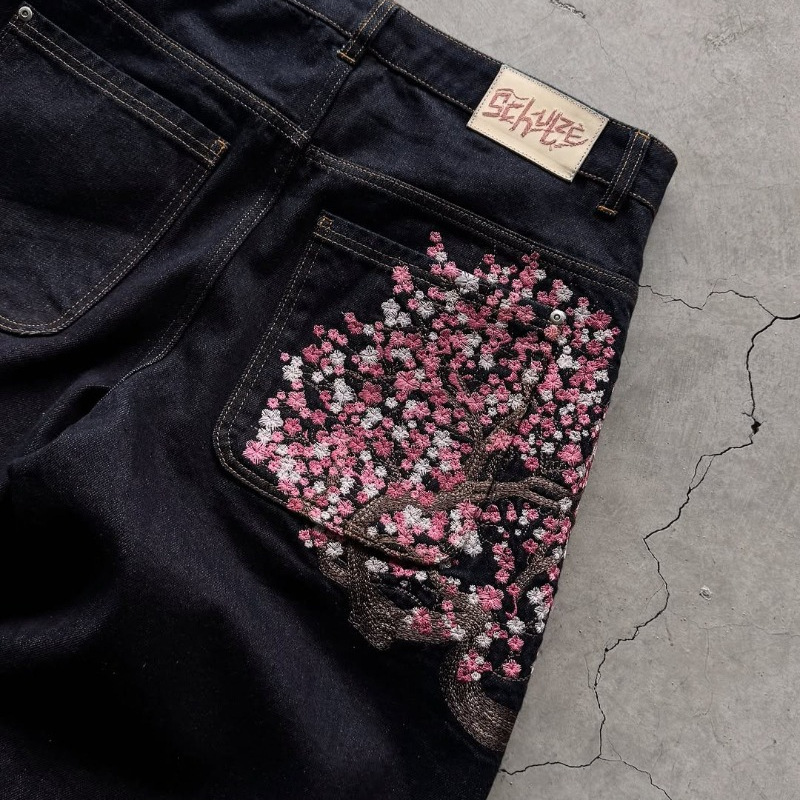Jeans Y2K Vintage a Gamba Drit - Embroidery Jeans Sakura recensione e prezzo