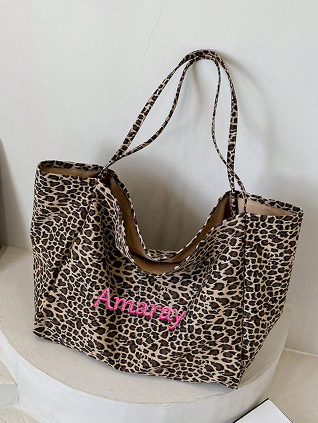 Borsa tote con stampa leoparda - Embroidery Name recensione e prezzo